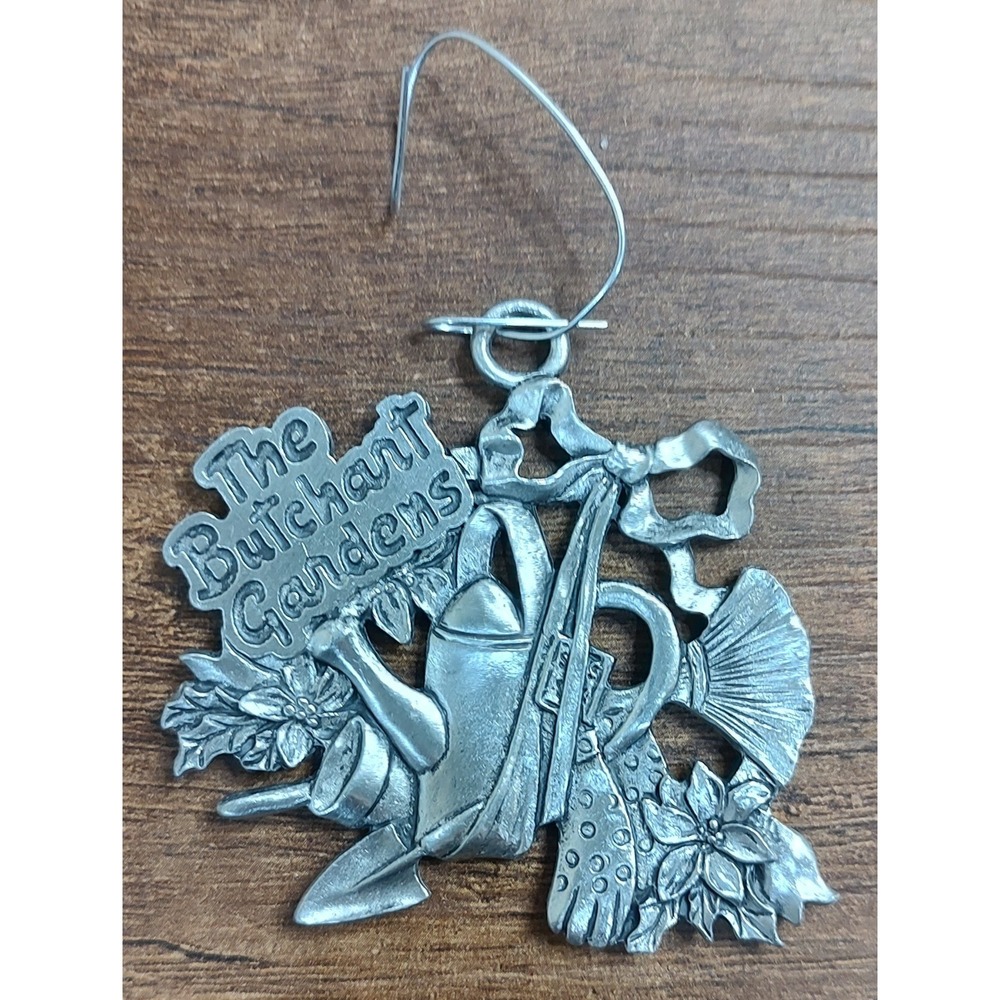 Vintage Butchart Gardens Pewter Christmas Ornament Victoria Canada A4